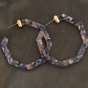 Blue Tortoise Shell Hoops